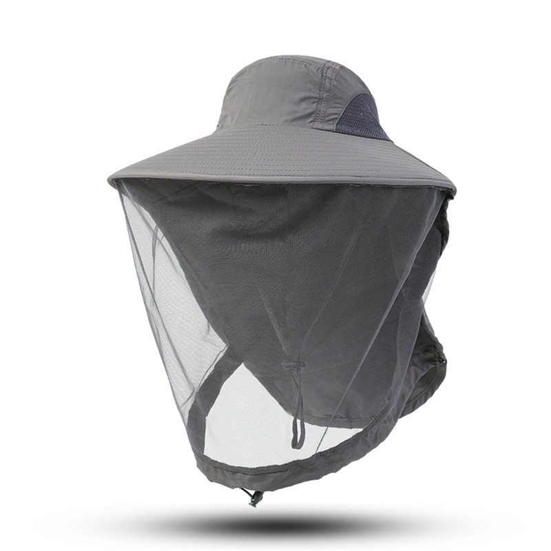 Outdoor Fishing Cap Anti Mosquito Insect Hat Fishing Hat Bug Mesh Head Net Face Protector Camping Hats Fishing Cap: Orange