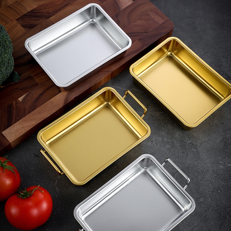 304 Stainless Steel Square Plate for Snack Barbecue Dessert Tray Home Kitchen Dining Table Plates Nut Cake Fruit Plate