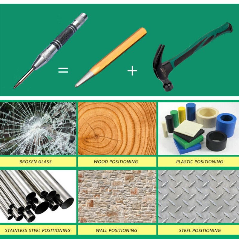 Automatic Punching Woodworking Tool Center Punch Drill Bit Electric Tool Metal Drills Center Pin Punch Spring Loaded Dent Marker