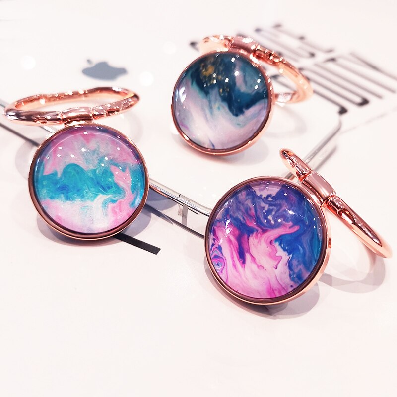 Rose gold metal finger phone holder for iPhone X 8 7 11 12 Pro 360 degree marble pattern phone holder for Samsung phone holder