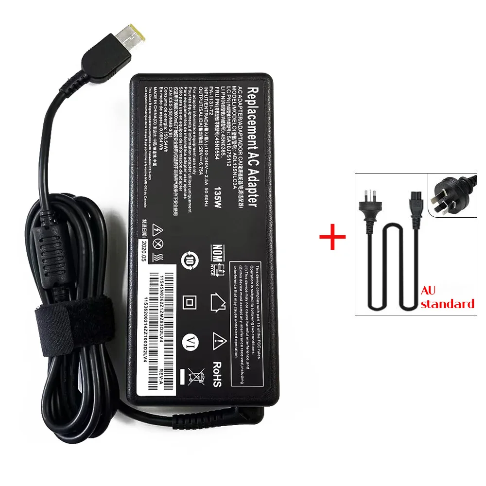 20V 6.75A 135W Laptop Ac Adapter Charger for Lenovo Ideapad Gaming 3 3-15IMH05 3-15ARH05 3-15ACH6 3-15IHU6;X1 Yoga (1st Gen): WHITE