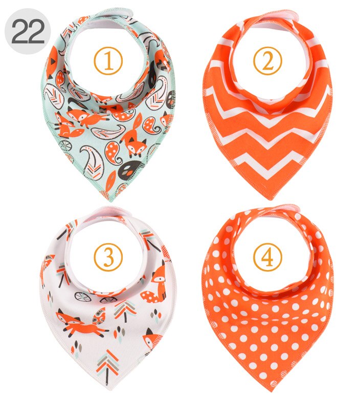 4 stycken haklappar för pojkar och flickor rapsdukar bandana haklappar babybandana vattentäta dribbla haklappshanddukar för spädbarn: Mönster 22