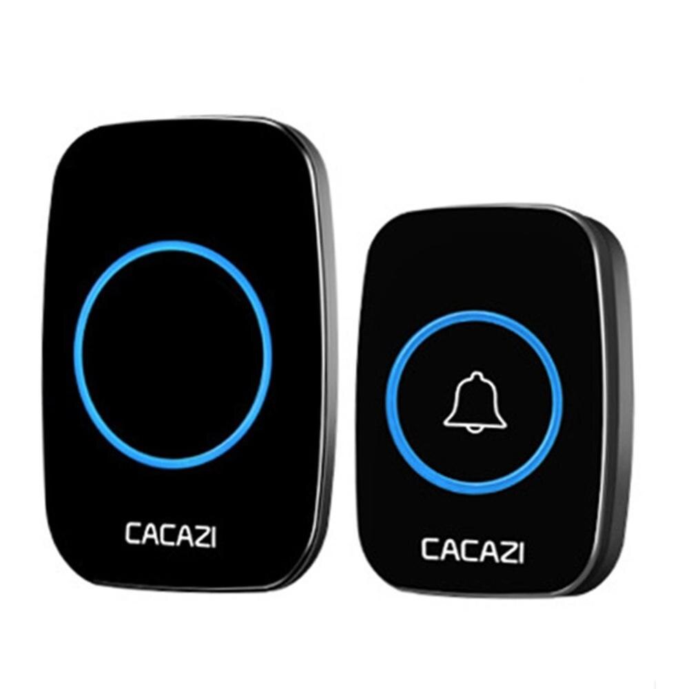110DB Draadloze Deurbel Waterdicht 300M Remote Eu Au Uk Us Plug Smart Deurbel Batterij 1 Knop 1 2 3 Ontvanger: Black / UK