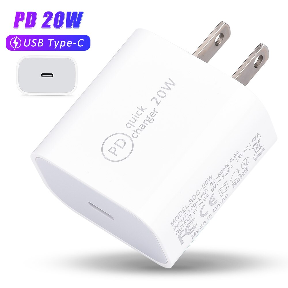 20W Pd QC4.0 QC3.0 Snelle Oplader Voor Apple Iphone 13 12 Pro Max Type C Quick Charge Adapter Uk ons Eu Plug Mobiele Telefoon Oplader: ons