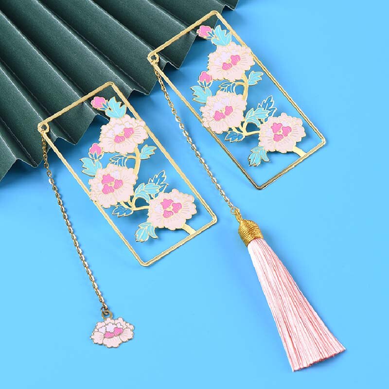 Marcapáginas hueco de Metal con flor creativa, Clip de libro para estudiantes, de paginación, papelería, suministros de oficina escolar, recuerdos Retro,