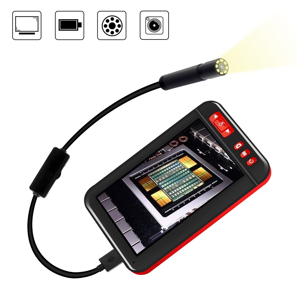 F200 4,3 pulgadas impermeable endoscopio casero Industrial 1080P pantalla de visualización con 8 brillo ajustable luz LED