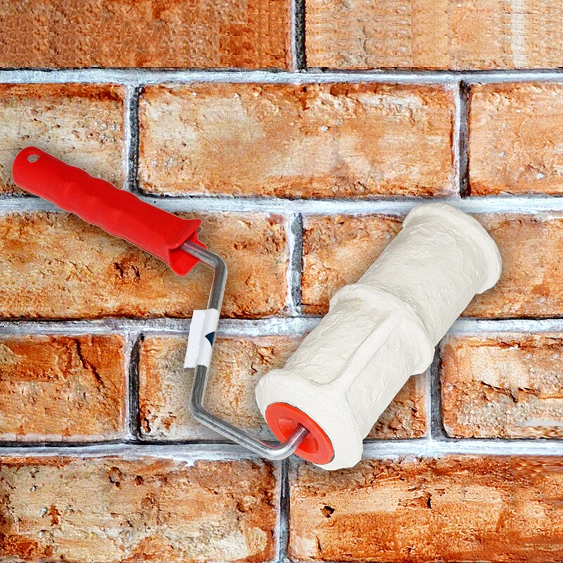Diy-mönster färgrulle polyuretanverktyg miljöskydd stämpelrulle dekorativ cylinder imitera sten för väggsmärta
