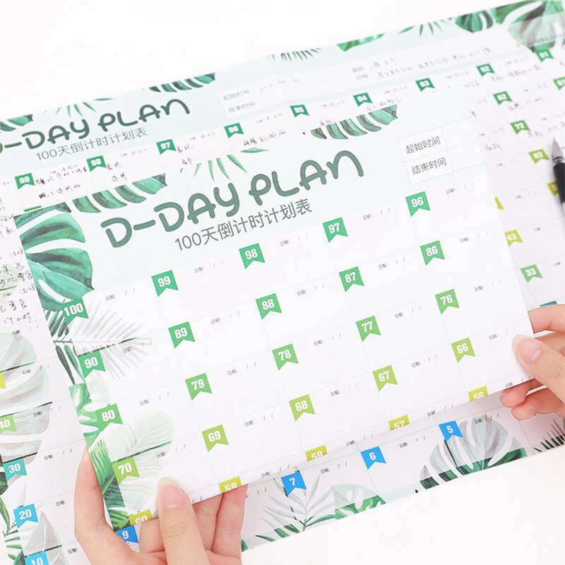 100 Day Countdown Calendar Learning Schedule Periodic Planner Table For Kids Study Planning Learning Supplies