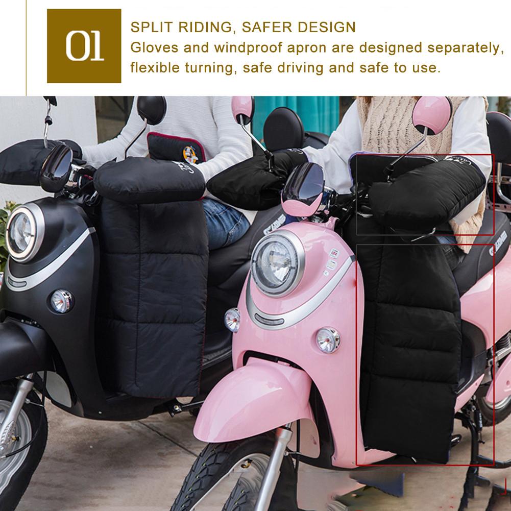Motorfiets Elektrische Voertuig Voorruit Been Lap Schort Cover Met Stuur Moffen Waterdicht Winddicht Beschermende Quilt Winter