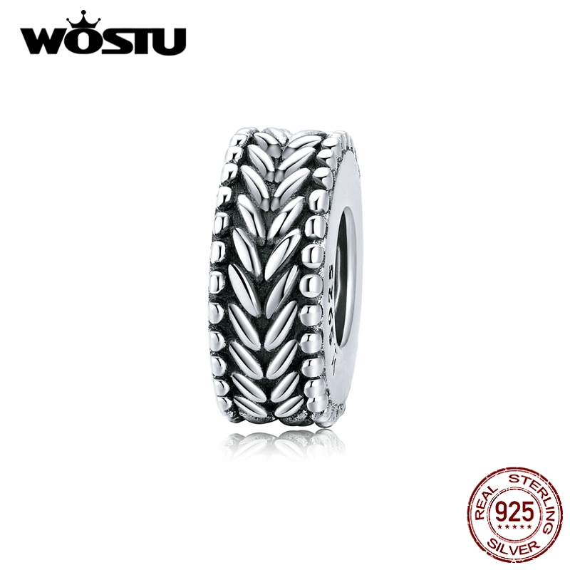 Wostu Tarwe Stopper Siliconen Spacer Kralen 925 Sterling Zilver Fit Originele Armband Charms Diy Sieraden Voor Vrouwen CQC1452