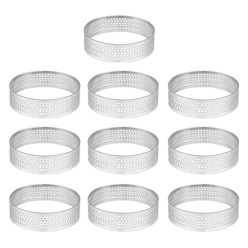 10Pcs 4.5Cm Ronde Roestvrij Geperforeerde Naadloze Taart Ring Quiche Ring Tart Pan Pie Tart Ring Met Gat Tart shell Ring: Default Title