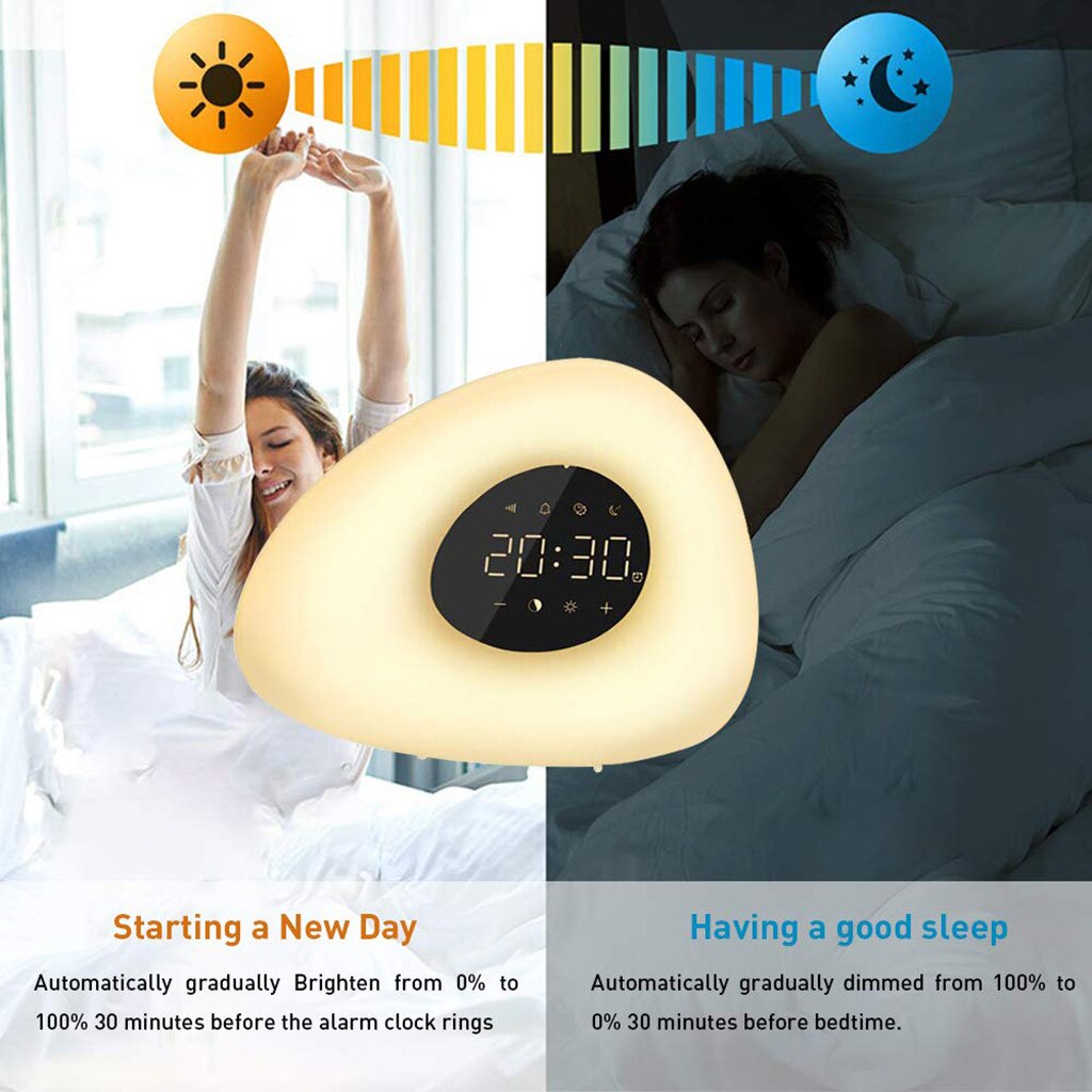 Alarm Clock Wake Light With Sunrise Simulation Alarm Clock And Sunset Simulation Sleep Light 1PC Sunrise Alarm Clock