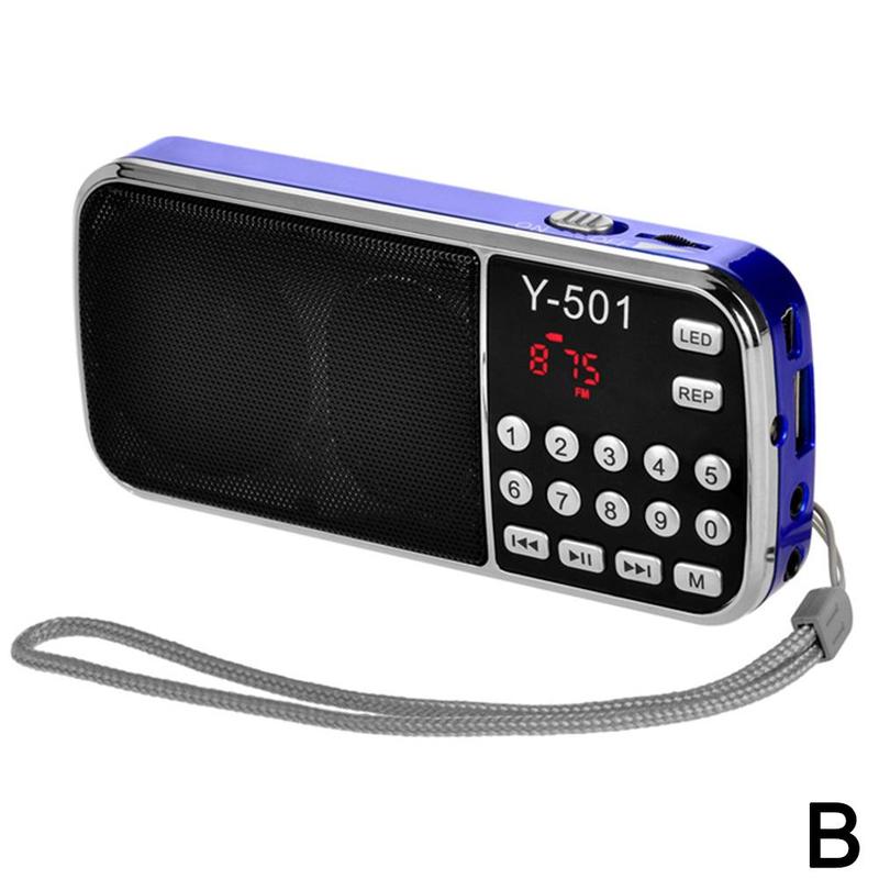 L -088 hi-fi mini speakers  mp3 audio players flashlight amplifier support fm radio micro sd tf card portable: L -088fm- blue