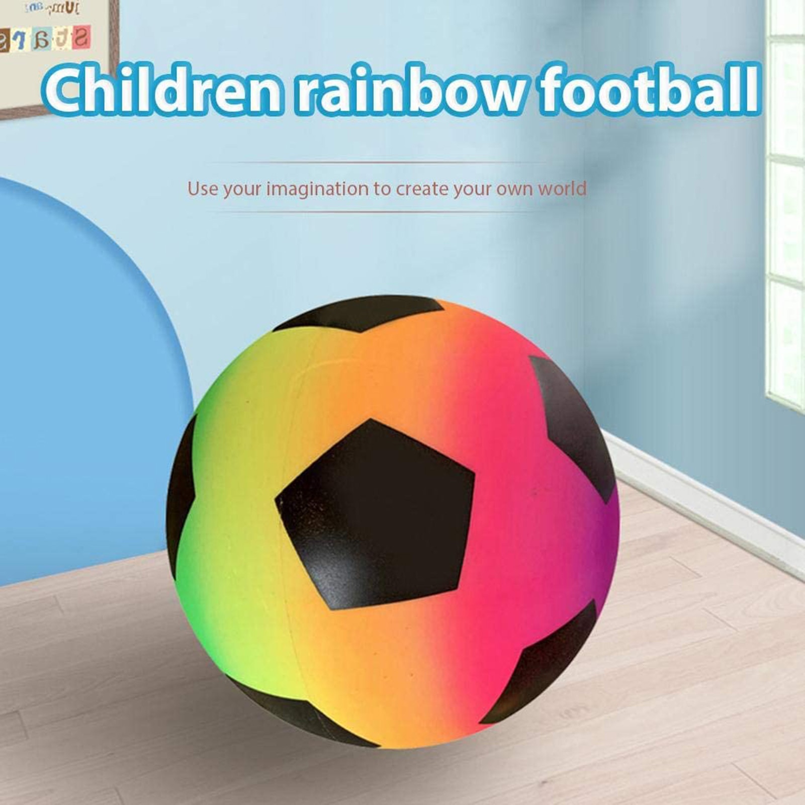 8.5 Inch Kinderen Regenboog Opblaasbare Strand Bal Voetbal Sport Bal Outdoor Strand Zwemmen Speelgoed Pvc Stevige Speeltuin Bal