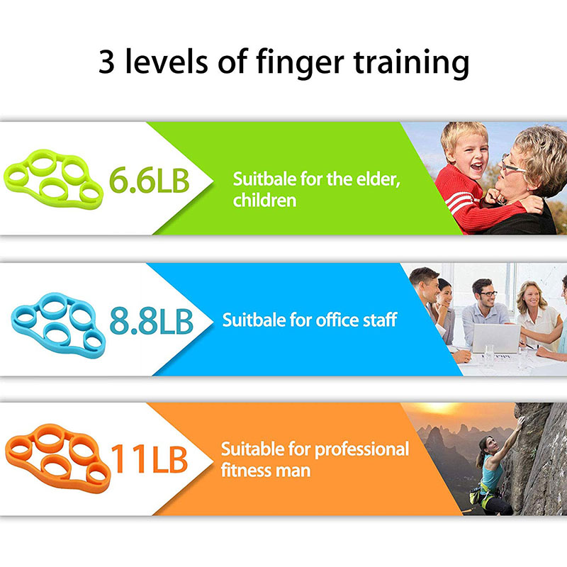 Fingerbåre i silikone håndmodstandsbånd håndforlænger træner fingergreb forstærker styrketræner griber