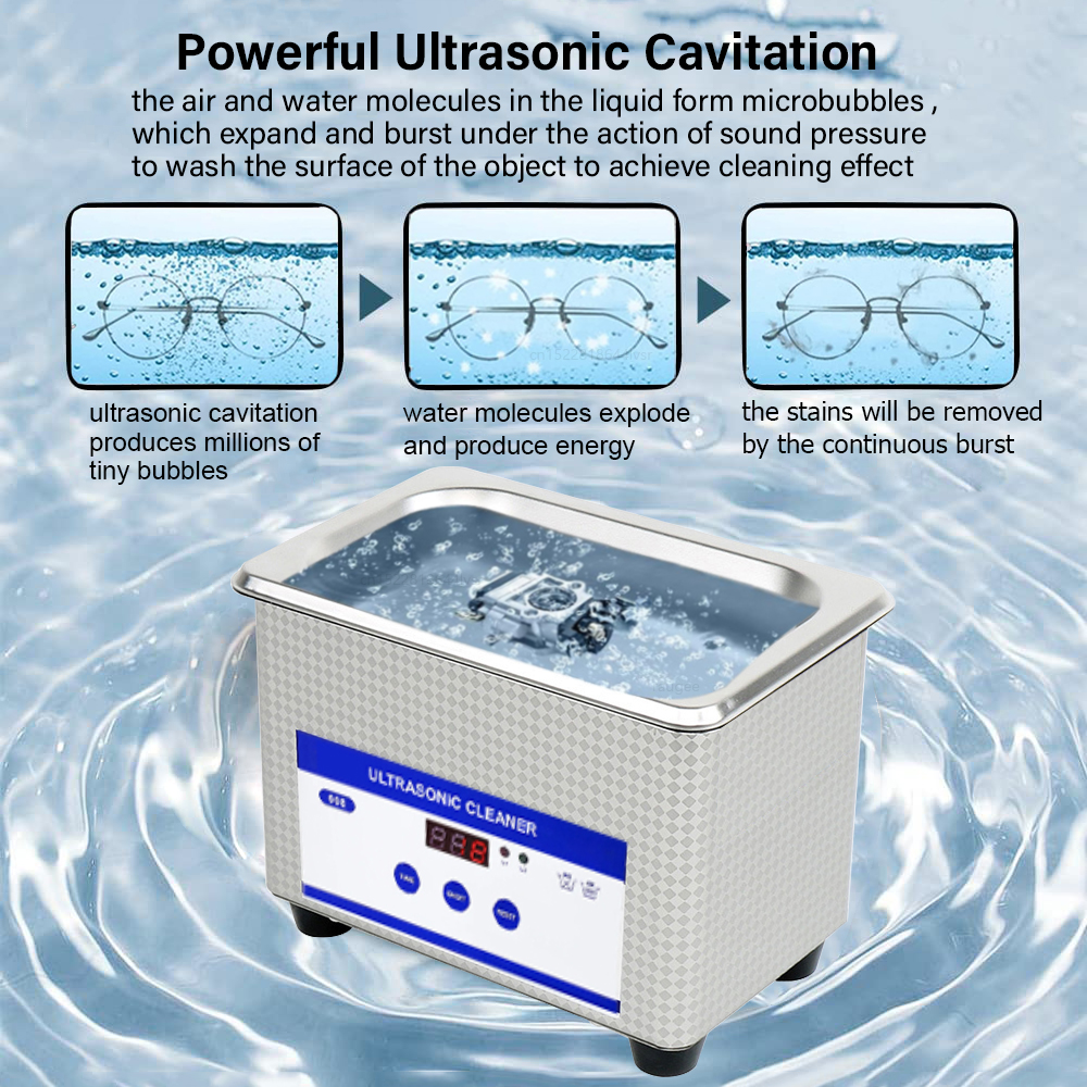 Ultrasone reiniger Ultrasone sieraden Glazen reinigingsmachine 40 kHZ Hoge frequentie ultrasoon wasbad voor glazen sieraden