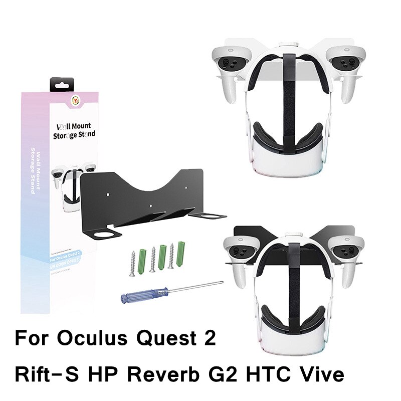 Wandhalterung aus metall mit haken für oculus quest 2 zubehör, vr-headset, controller, brille für quest rift-s, hp reverb  g2 und htc vive