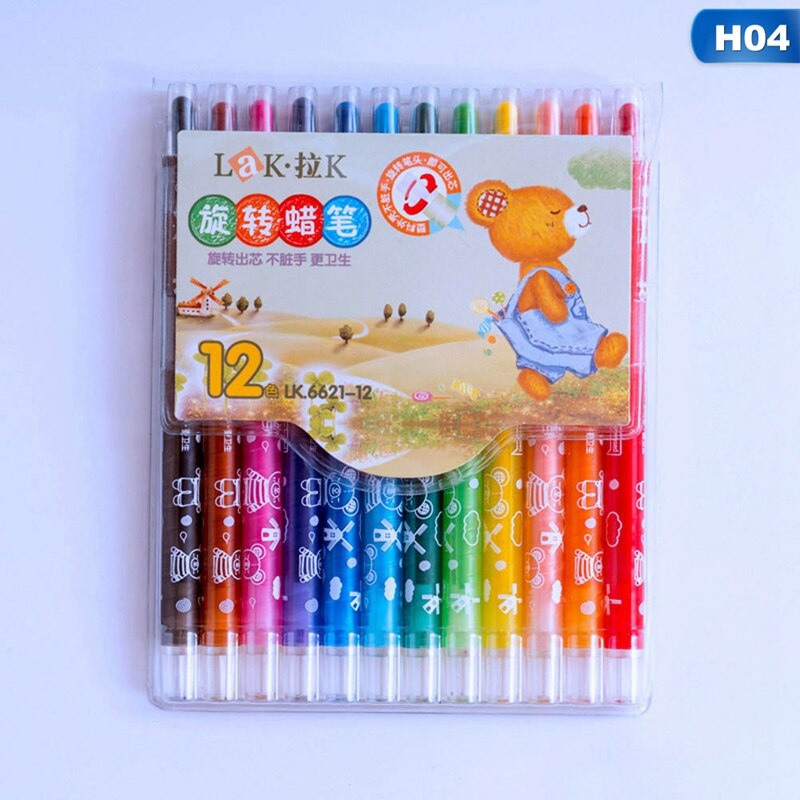 8/12/24 Colors Crayons Cartoon Drawing Non-Toxic Oil Pastels Kids Student Pastel Pencils Art Supplies Rotatable: L size 12 colors