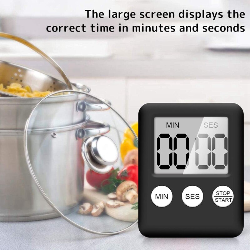 Digital Kitchen Timer 4 Pieces Kitchen Alarm Clock with Alarm Short Timer Magnetic Egg Timer Kitchen Clock Countdown
