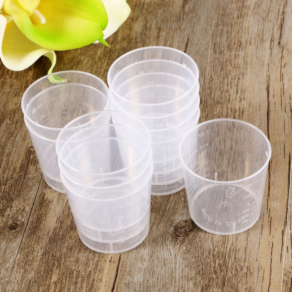 60 Ml Plastic Afstuderen Bekers Meting Beker Maatbekers Lab En Koken Vloeibare Container Verf Mengbeker