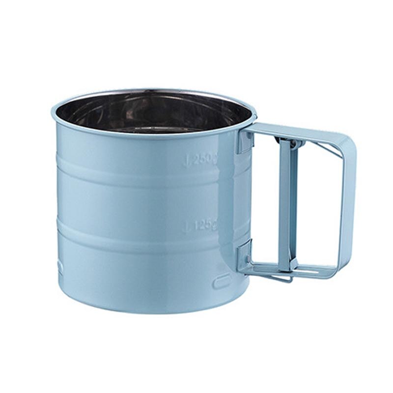 1 Uds mezclador de harinas de mano taza tamizadora Manual de acero inoxidable tamiz de harina duradero 3 colores herramientas de repostería: Azul
