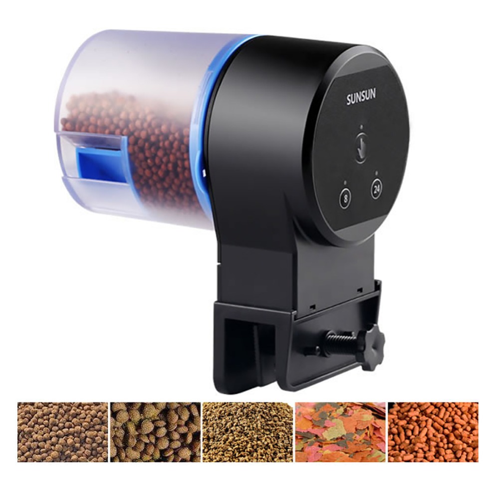 Sunsun Alimentador automático acuario peces dorados sincronización inteligente Auto alimentador de peces temporizador alimentación de alimentos 8/12/24 horas temporizador alimentación
