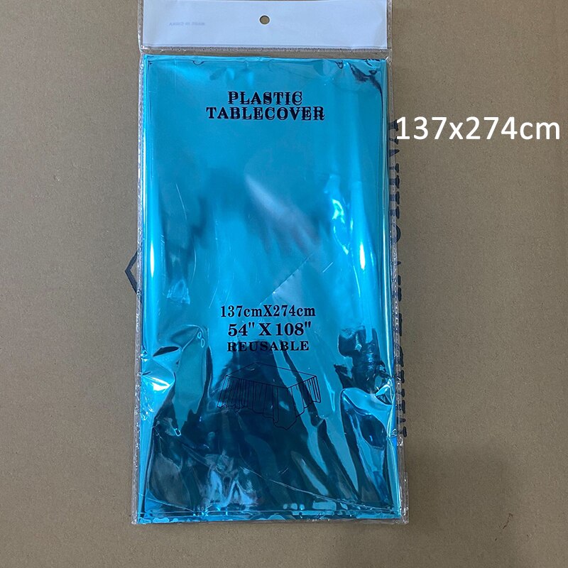 1 stk engangsdekor til duken til bryllupsdagsfest aluminiumsfolie borddeksel kjøkkenutstyr 137*274cm: Blå