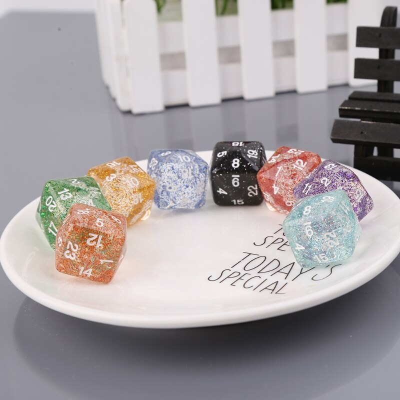 2pcs 24 Sided Transparent Resin Digital Dice RPG Game Dices