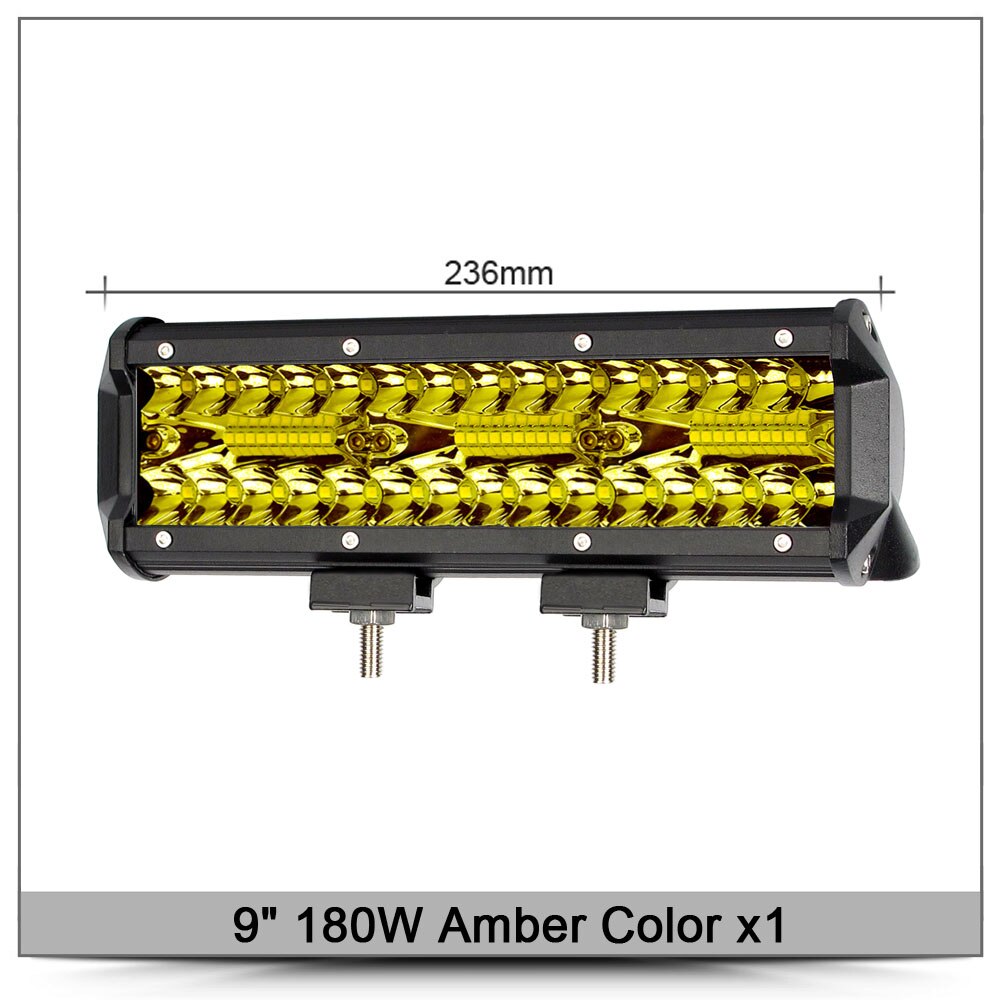 Led Verlichting Bar 4X4 Off Road Voor Atv Auto 12V 24V Offroad Truck 4WD Suv uaz Motorfiets Rijden Barra Lights Amber Mistlamp: 9 Inch 180W Combo x1