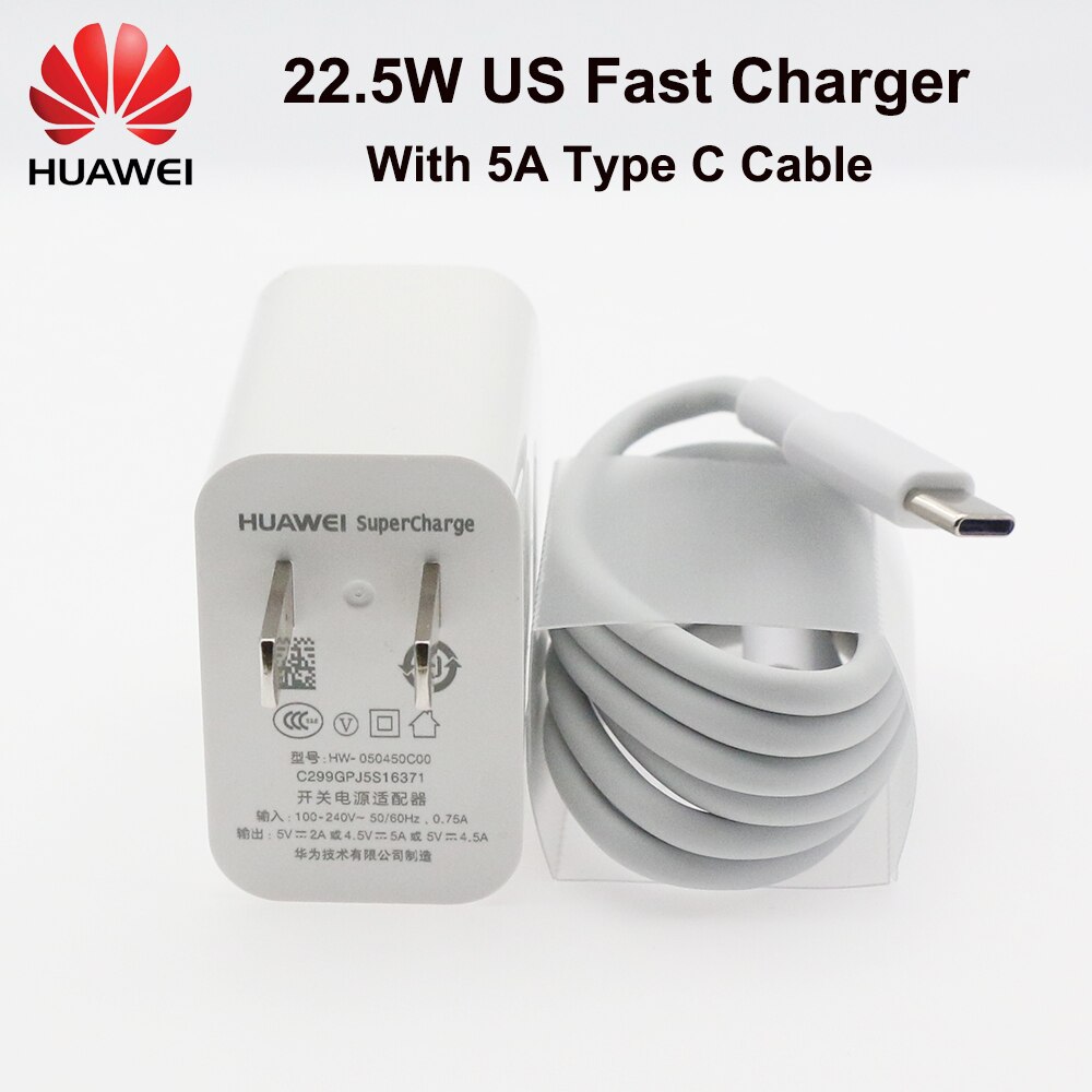 Huawei-supercargador de 22,5 W, Cable tipo C para Huawei P20, P30 lite Pro, P9, P10, P40, Mate 30, 20 RS Pro, 10, nova 5i, 5A, 5T, 6: US With Type C