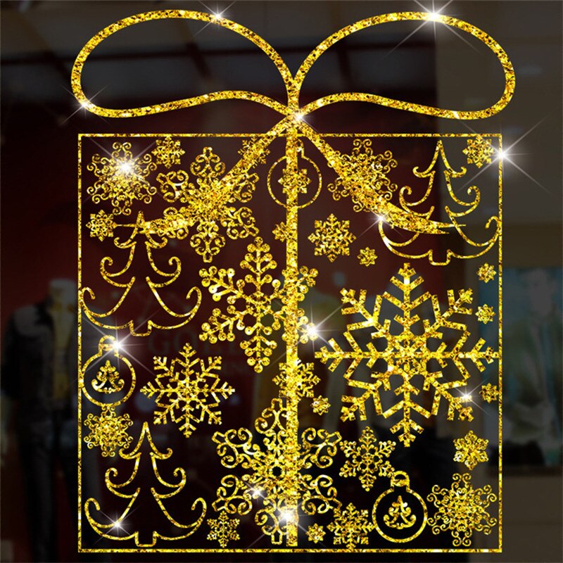 Large Merry Christmas Wall Sticker Stylish Santa Window Room Decoration PVC Year Home Decor Removable: E