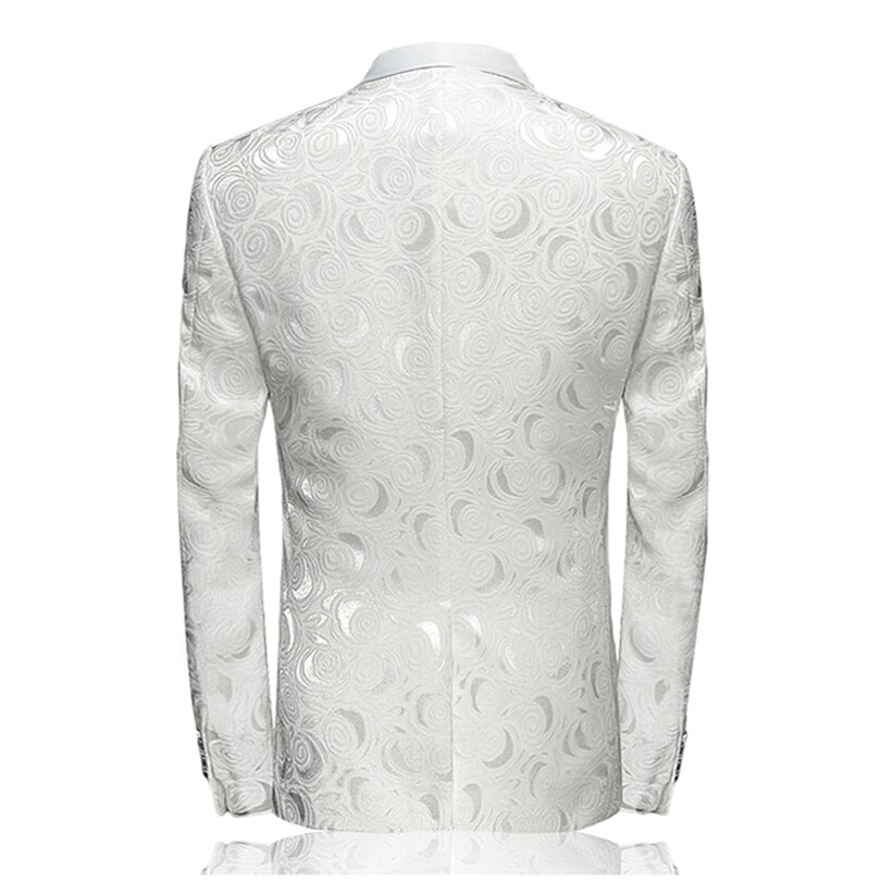 Chaqueta de traje informal para hombre, Blazer Floral blanco ajustado, trajes de , trajes de negocios para boda,