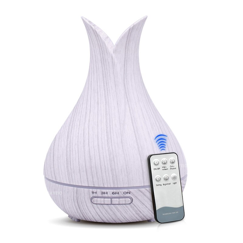 Humidificateur d'air ultrasonique, diffuseur d'huile essentielle et d'arôme avec Grain de bois, 7 lumières, pour le bureau et la maison, 400 et LED à couleur changeante ml: K-H113CYK / EU