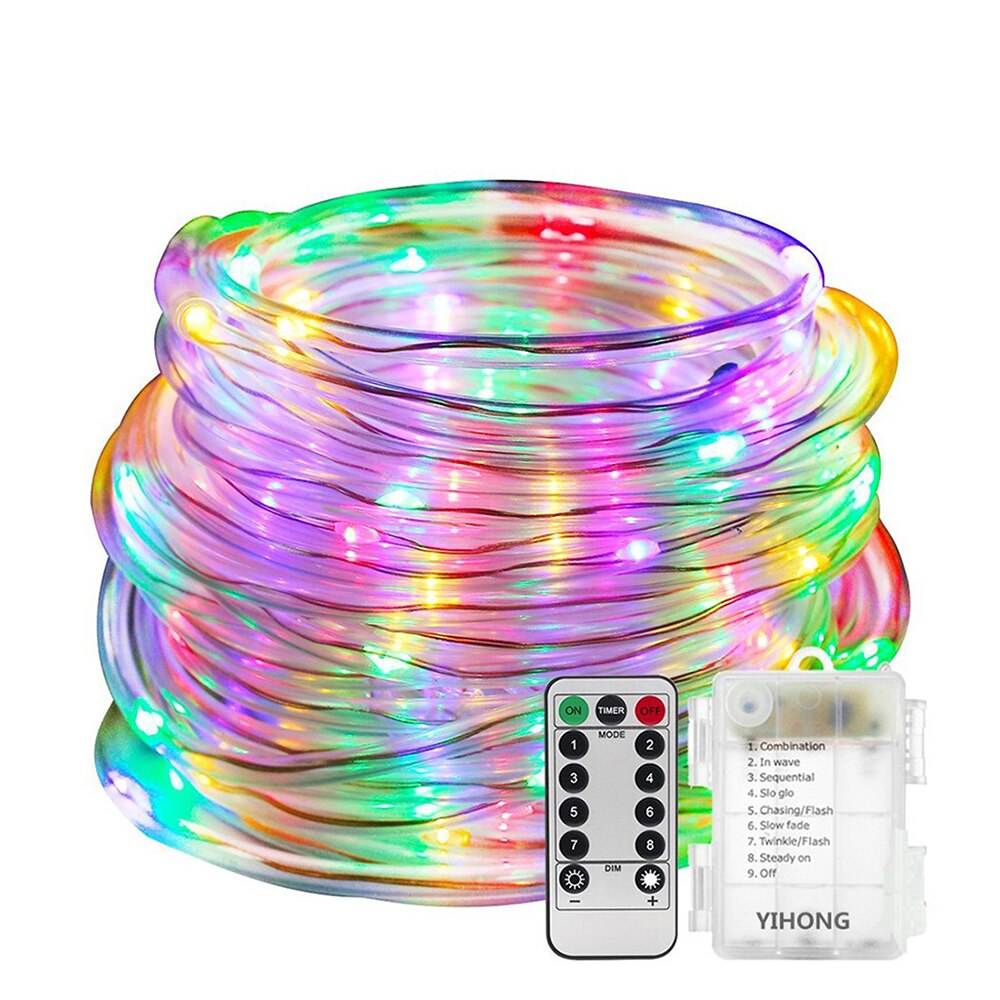 8Modes LED Rainbow Tube String Lights 5m 10m Outdoor Waterproof Neon Strip Fairy Lamp for Garden Christmas Wedding Party: colorful / 5M 50leds