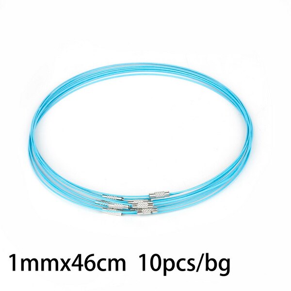 10 Stks/partij 46Cm Multicolor Gemengde Zilver Kleur Rvs Schroef Choker Ketting Draad Snoer Voor Diy Kettingen Craft Sieraden: Blue