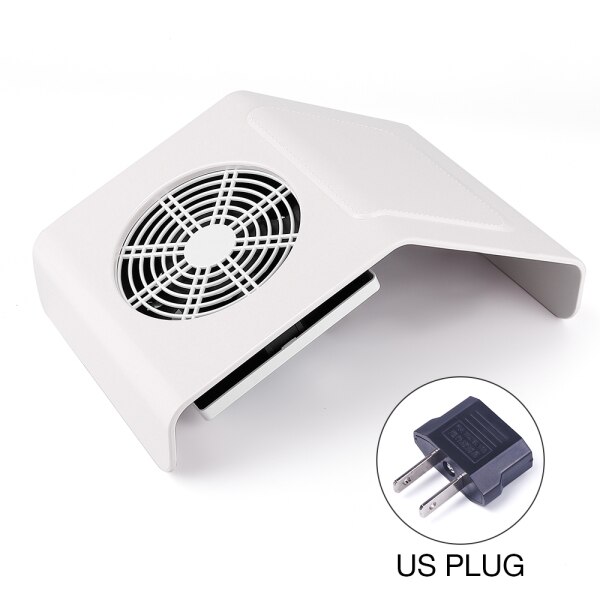 40W Nail Dust Collector Nail Zuig Fan Nail Dust Stofzuiger Manicure Machine Met 2 Stof Verzamelen Tas Salon gereedschap: White US Plug