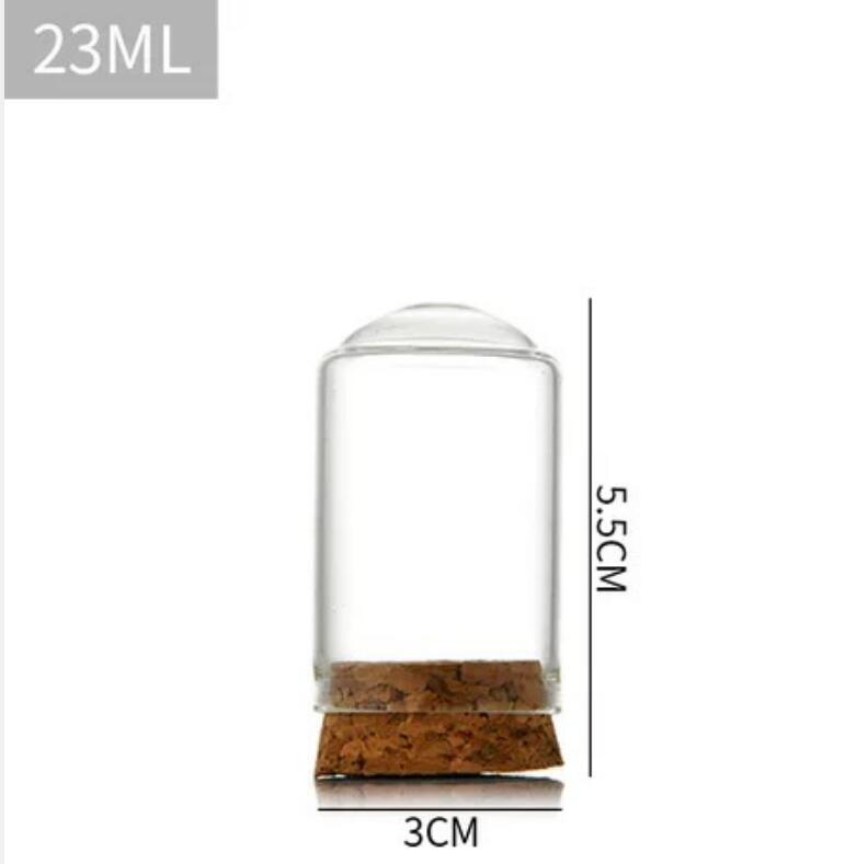 20pcs Clear Glass Cover With Wooden Base Tabletop Display Container Landscape Vase Durable Glass Jar Dome Glass Cover Home Decor: 30x50mm 23ml