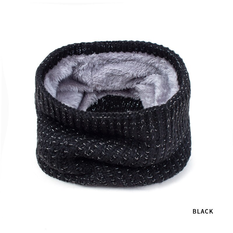 Children Winter Warm Knitted Ring Scarves Baby Kids Thick Super Elastic Knit Mufflers Girls Boys Children Neck Warmers Unisex: Black