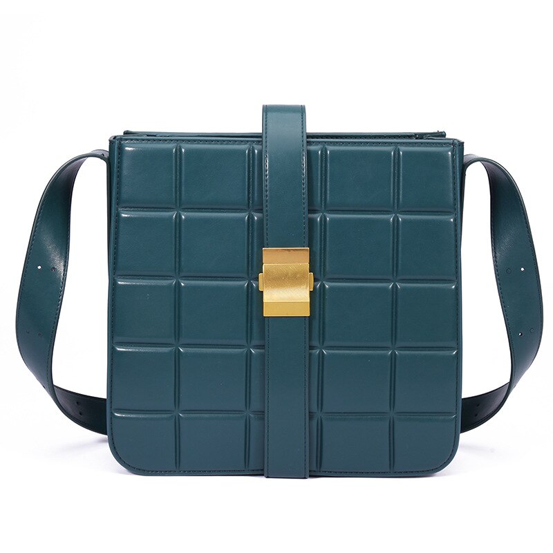Europejski i amerykański, nowy, modny, miękki, kożuchowy, kwadratowy, romb, torba o dużej pojemności, torba damska w stylu retro: Dark green / M