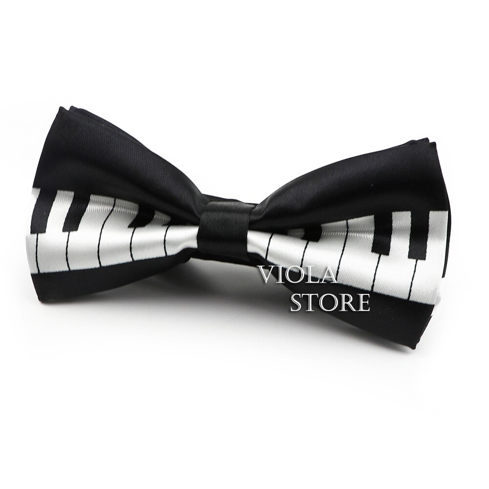 Pajarita lisa de poliéster con estampado de Piano para hombre y mujer, esmoquin para actuaciones y fiestas, corbata de lazo, accesorio para: Default Title