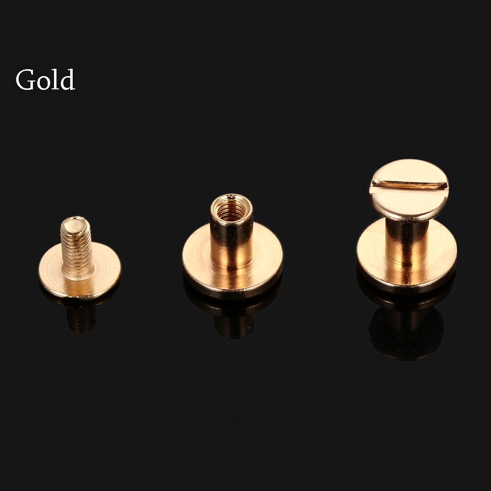 10 pcs DIY Strap Rivets Screw Leather Craft Art Solid Nail Bolt Bookkeeping Round Head Screws Luggage metal Craft Brass Nail: gold / 5mm