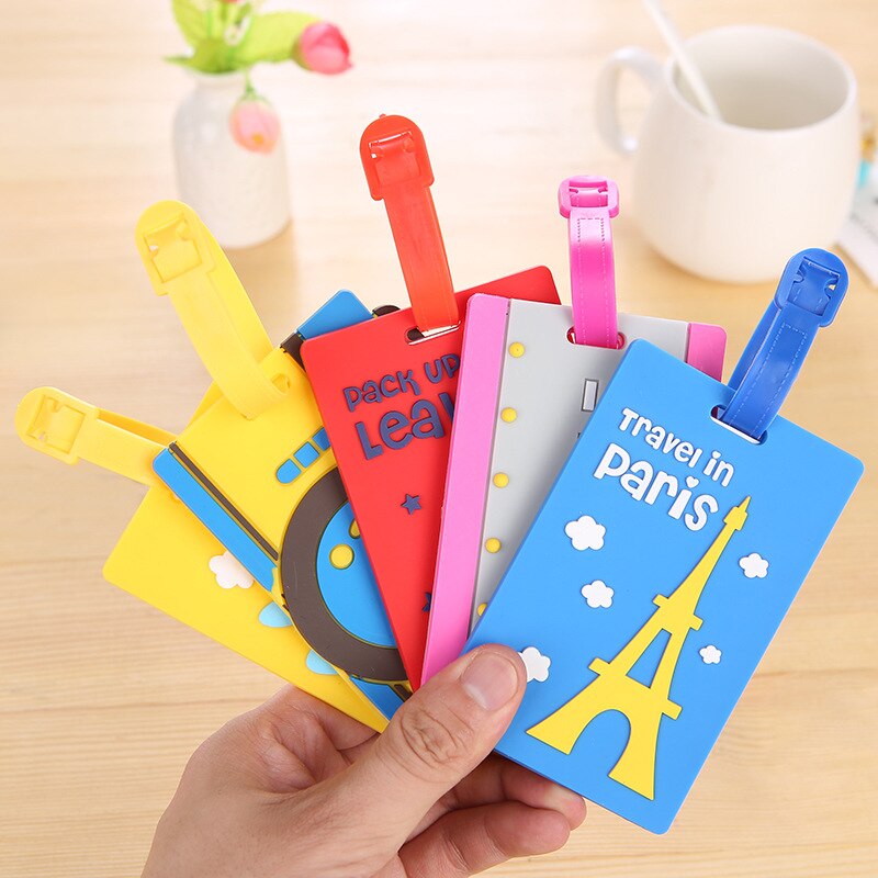 Lovely Cartoon Animal Giraffe Luggage Tag Travel Accessories Silica Gel Suitcase ID Address Label Baggage Name Tags