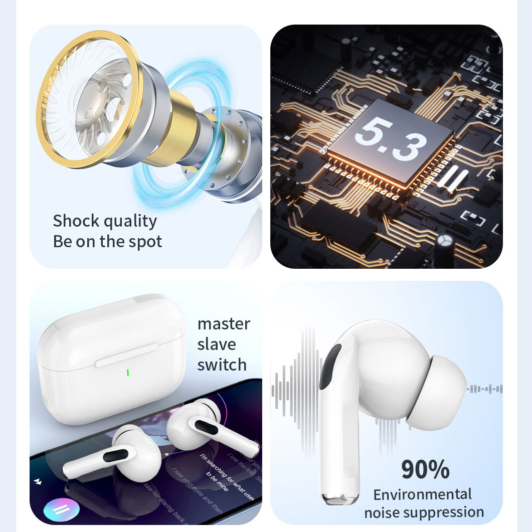 Novos fones de ouvido Bluetooth Airs Pro TWS, baixa latência, som Hi-Fi, cancelamento de ruído, ajuste ergonômico, ideal para música e jogos