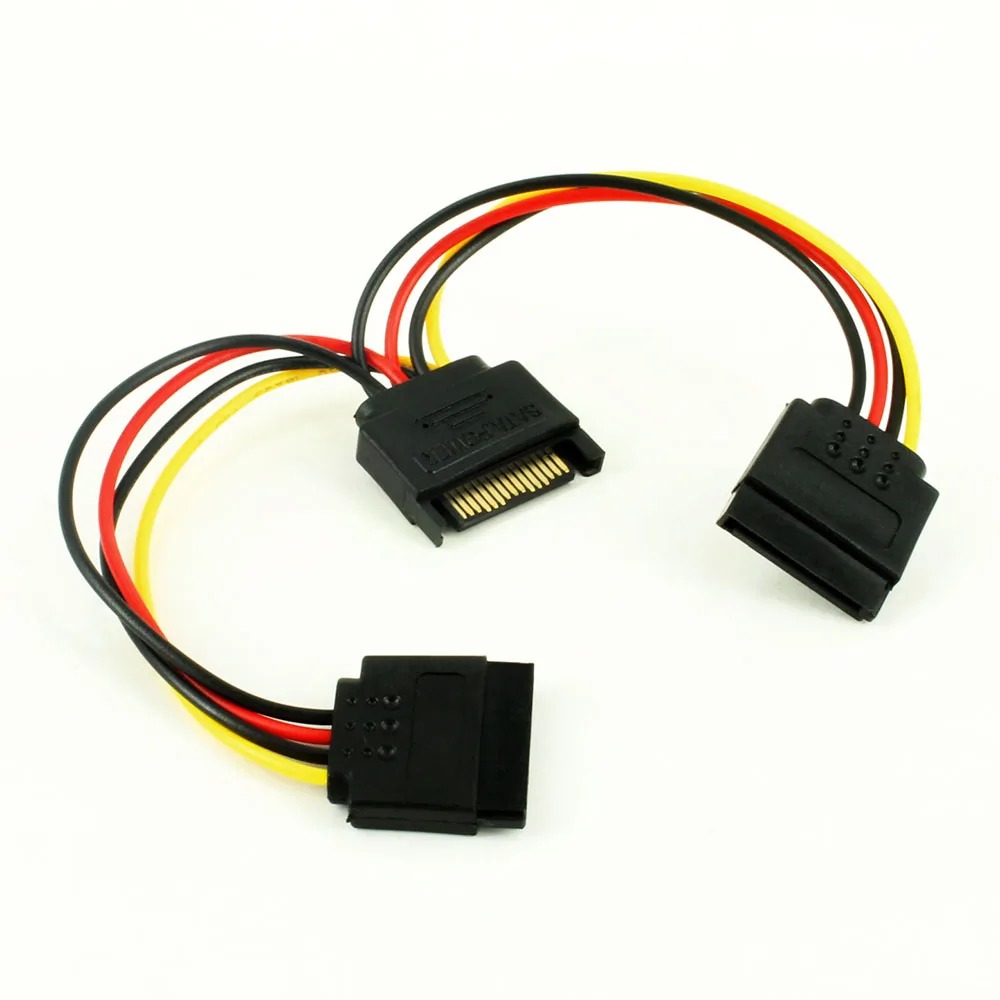 Coolcirc-Cable divisor de alimentación SATA Y, Cable de alimentación SATA macho a doble hembra de 15 pines, Cable de extensión Sata para disco duro HDD SSD: Default Title