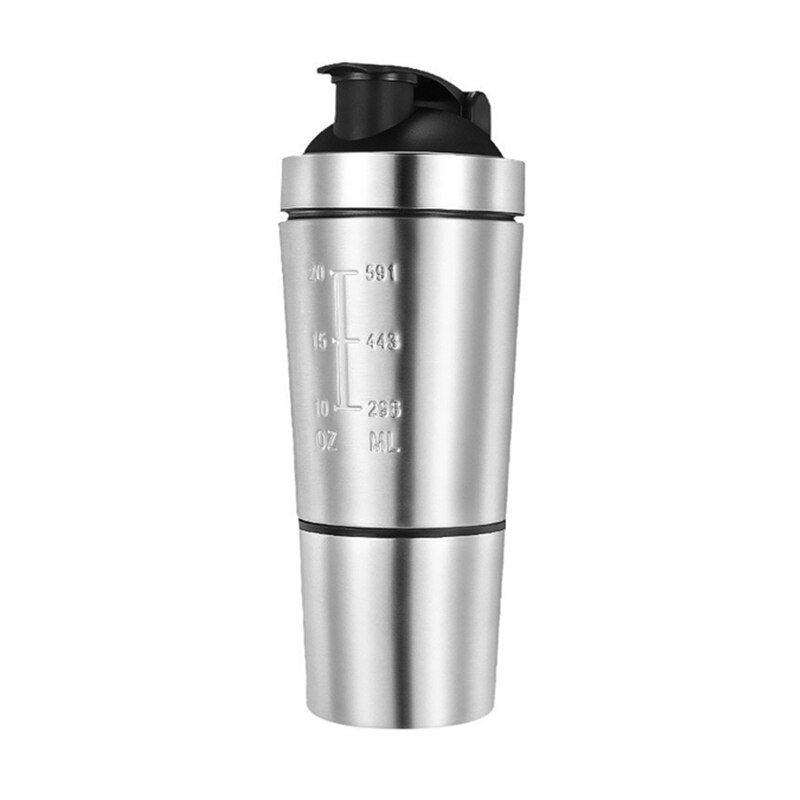 750ml aftagelig valleprotein pulver sport shaker flaske til rustfri stål cup vakuum mixer udendørs drinkware: Default Title