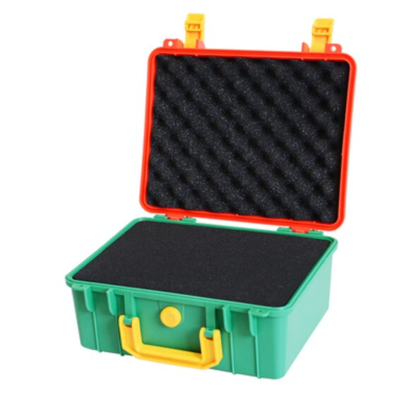 Protective case plastic case multi-function toolbox instrument box equipment packing tool case parcel post with pre-cut foam: red lid green bottom