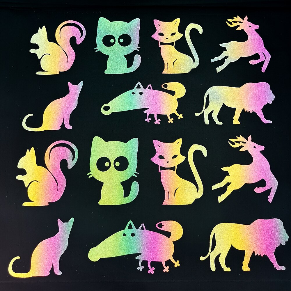 Rainbow Reflective Vinyl HTV Iron on Sheet Stickers For Clothing Fabric Tape Heat transfer Vinyl Film DIY
