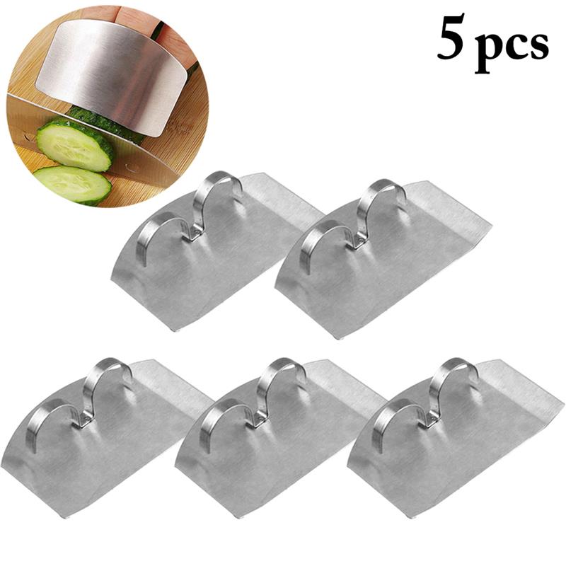 5Pcs Safety Practical Finger Protection Tool Stainless Steel Hand Protector Finger Guard Protect Finger Hand Not To Hurt