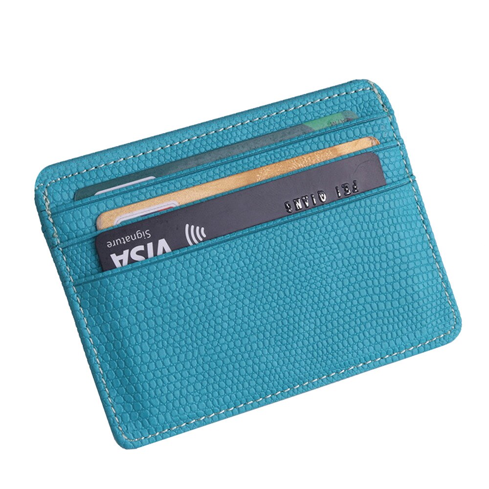 #H15 leather card holder slim business card id holder credit card case thin small wallet for men cardholder: Sky Blue