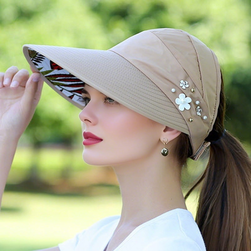 M-2Sun chapeau été ombre hHt pour femmes pliable Protection solaire plage grand chapeau à bords Protection UV cyclisme haut vide